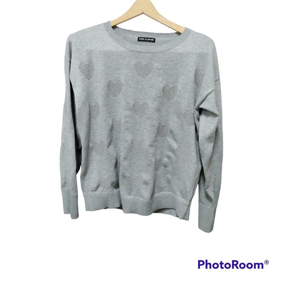 Cable & Gauge Gray Sweater - Heart Design - Women's Medium - Picture 1 of 8